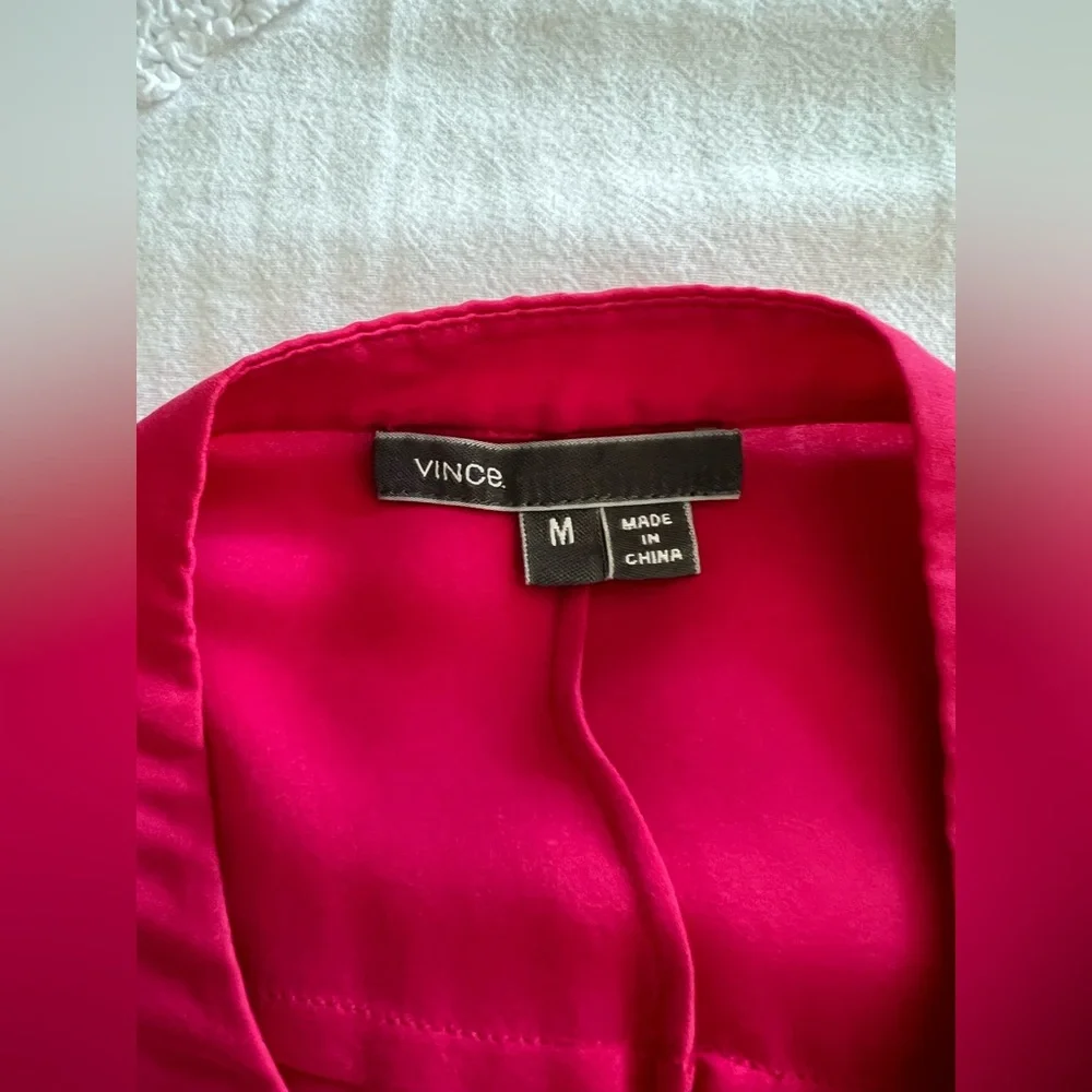 Vince Pink Sleeveless Boxy Blouse with Mandarin Collar - Picture 2 of 4